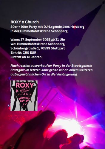 Tickets für ROXY x CHURCH 80er + 90er Party am 27.09.2025 - Karten kaufen